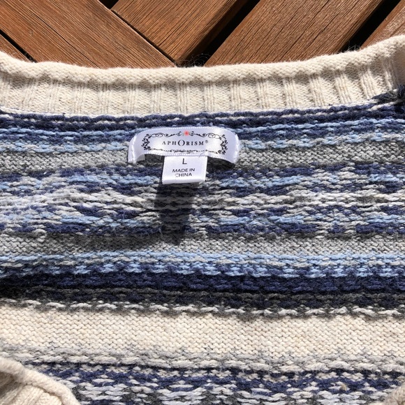 Blue, grey and white sweater. - Picture 2 of 3